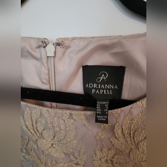 Adrianna Papell Floral Gold Lace Prom Maxi Dress - Picture 13 of 13